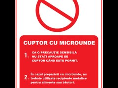 Placuta cu instructiuni de folosinta cuptor cu microunde